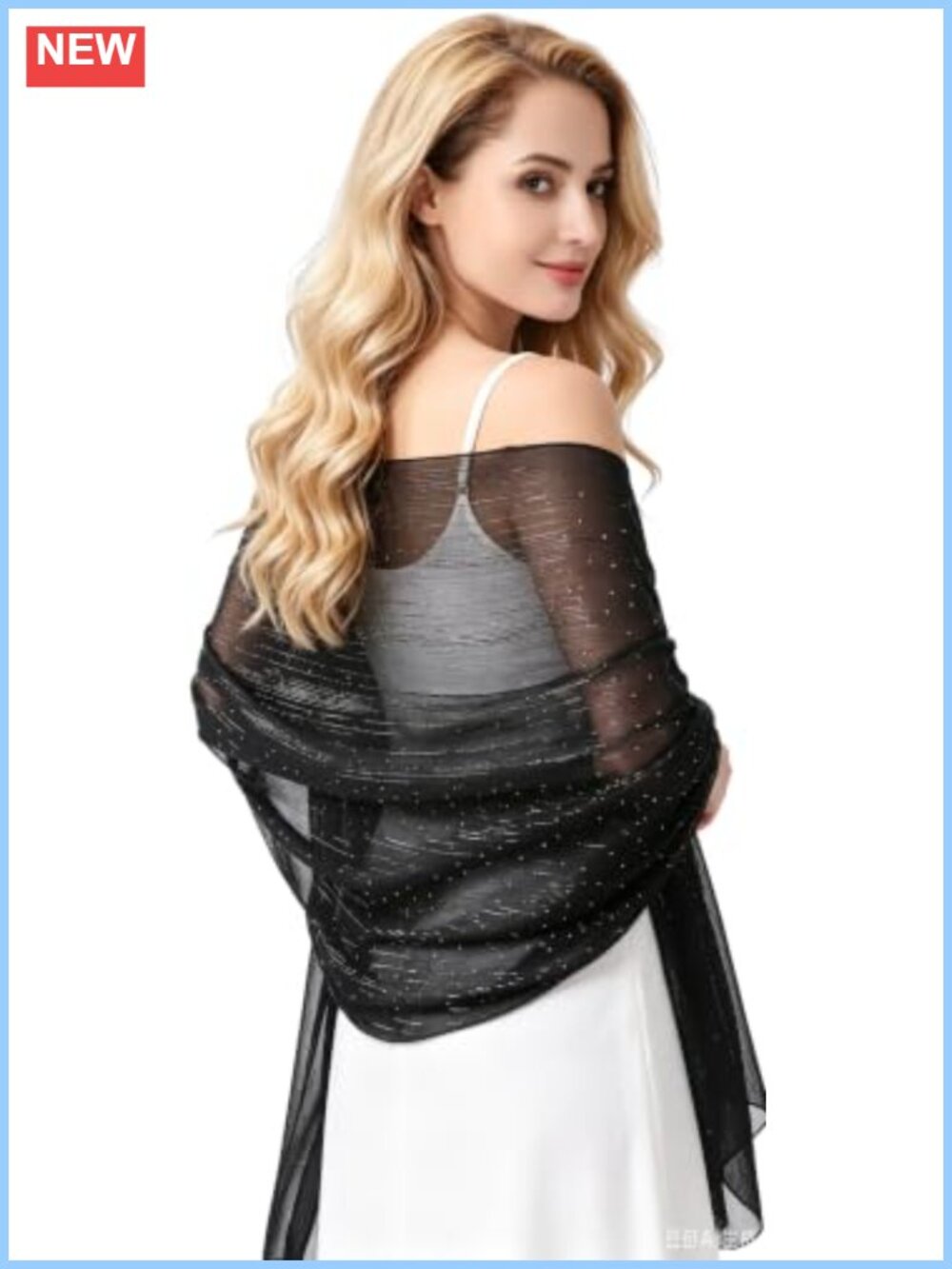 Sequin Shawl Wrap Sheer Chiffon Scarf Rhinestone Evening Wedding